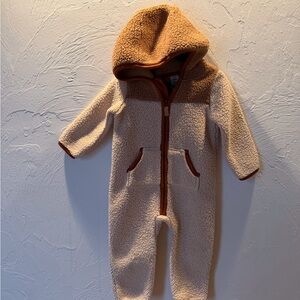 Carter's Cream and Brown Fleece Footie
